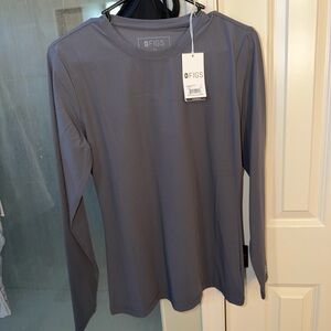 Figs Gray Long Sleeve Tee Ribbed